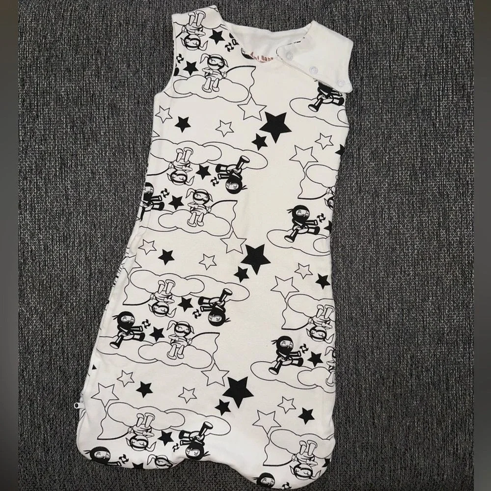 Shinobi Baby Ninja White + Black Organic Cotton‎ Sleep Sack (3-6mo)